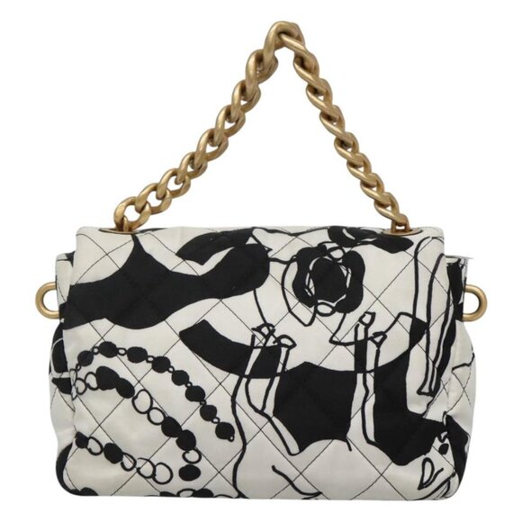 CHANEL Mini Matelasse 20 Chain Single Flap Bag Nylon 2way White CC Auth - Picture 3 of 16